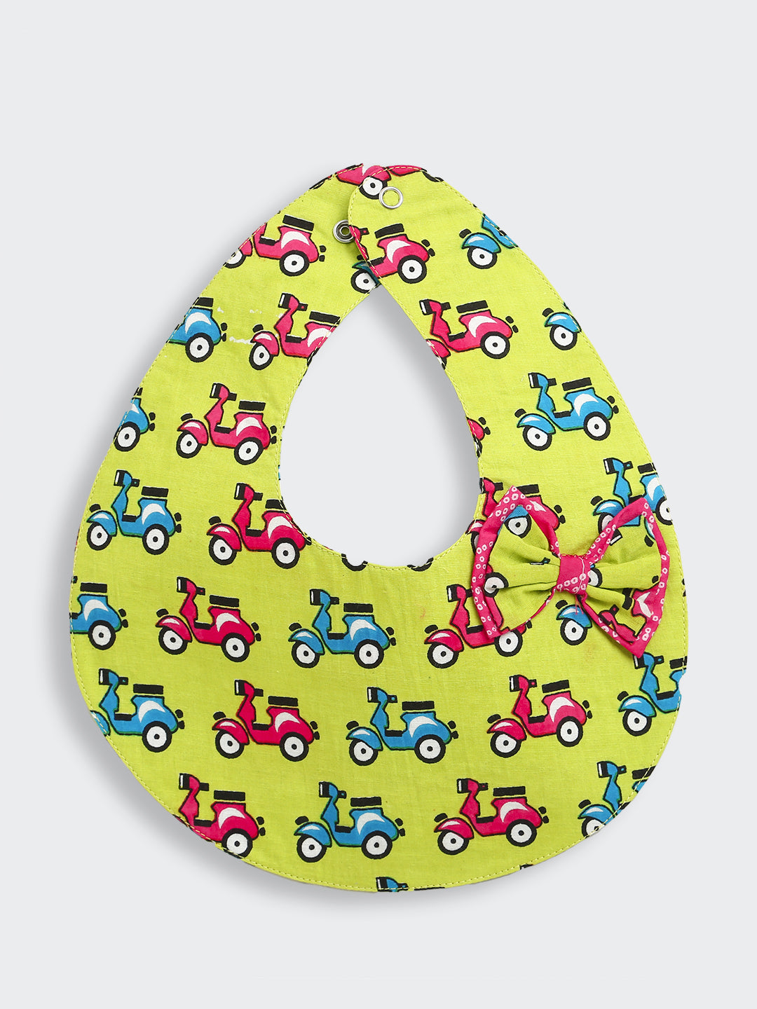 BownBee Pure Cotton Printed Combo of 2 Bibs For Infants - Blue & Maroon