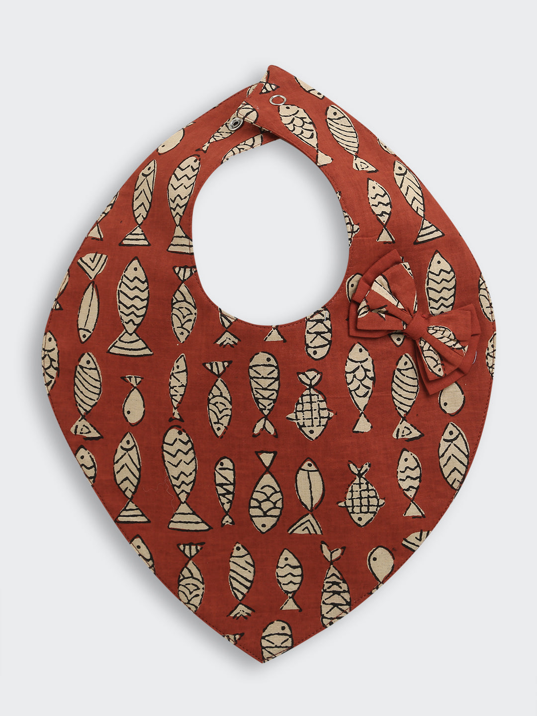 BownBee Pure Cotton Printed Combo of 2 Bibs For Infants - Blue & Maroon