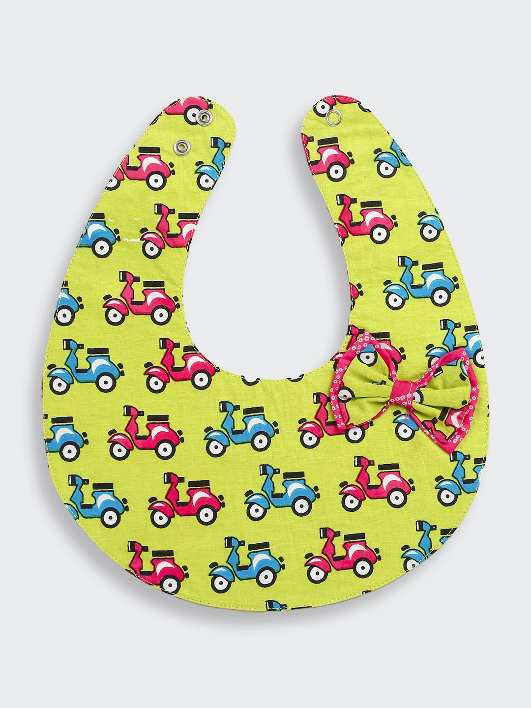 BownBee Pure Cotton Printed Combo of 2 Bibs For Infants - Blue & Maroon
