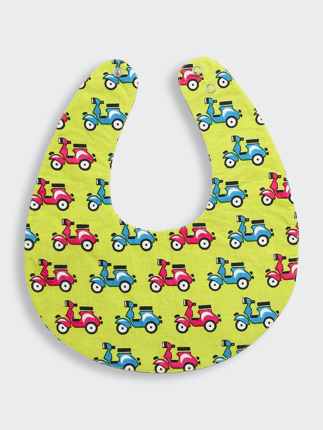 BownBee Pure Cotton Printed Combo of 2 Bibs For Infants - Blue & Maroon