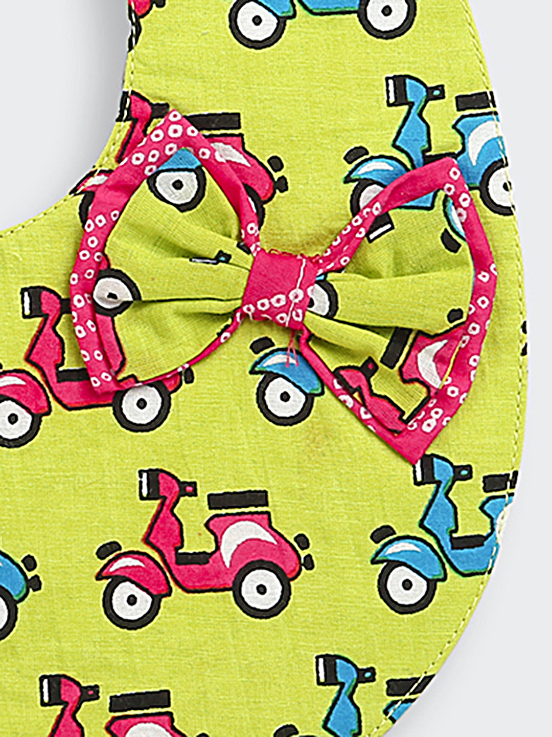 BownBee Pure Cotton Printed Combo of 2 Bibs For Infants - Blue & Maroon
