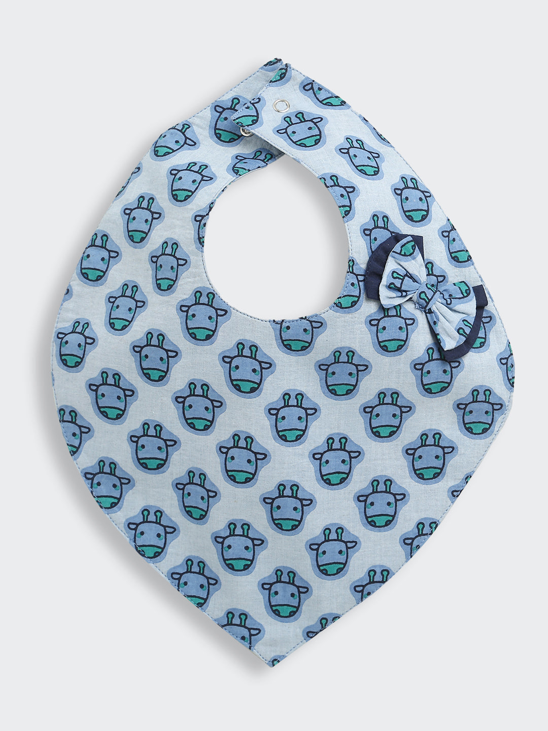 BownBee Pure Cotton Printed Combo of 2 Bibs For Infants - Blue & Maroon