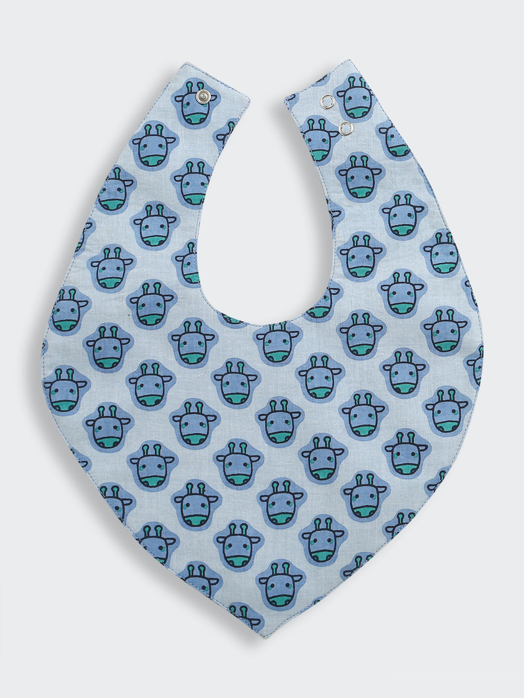 BownBee Pure Cotton Printed Combo of 2 Bibs For Infants - Blue & Maroon