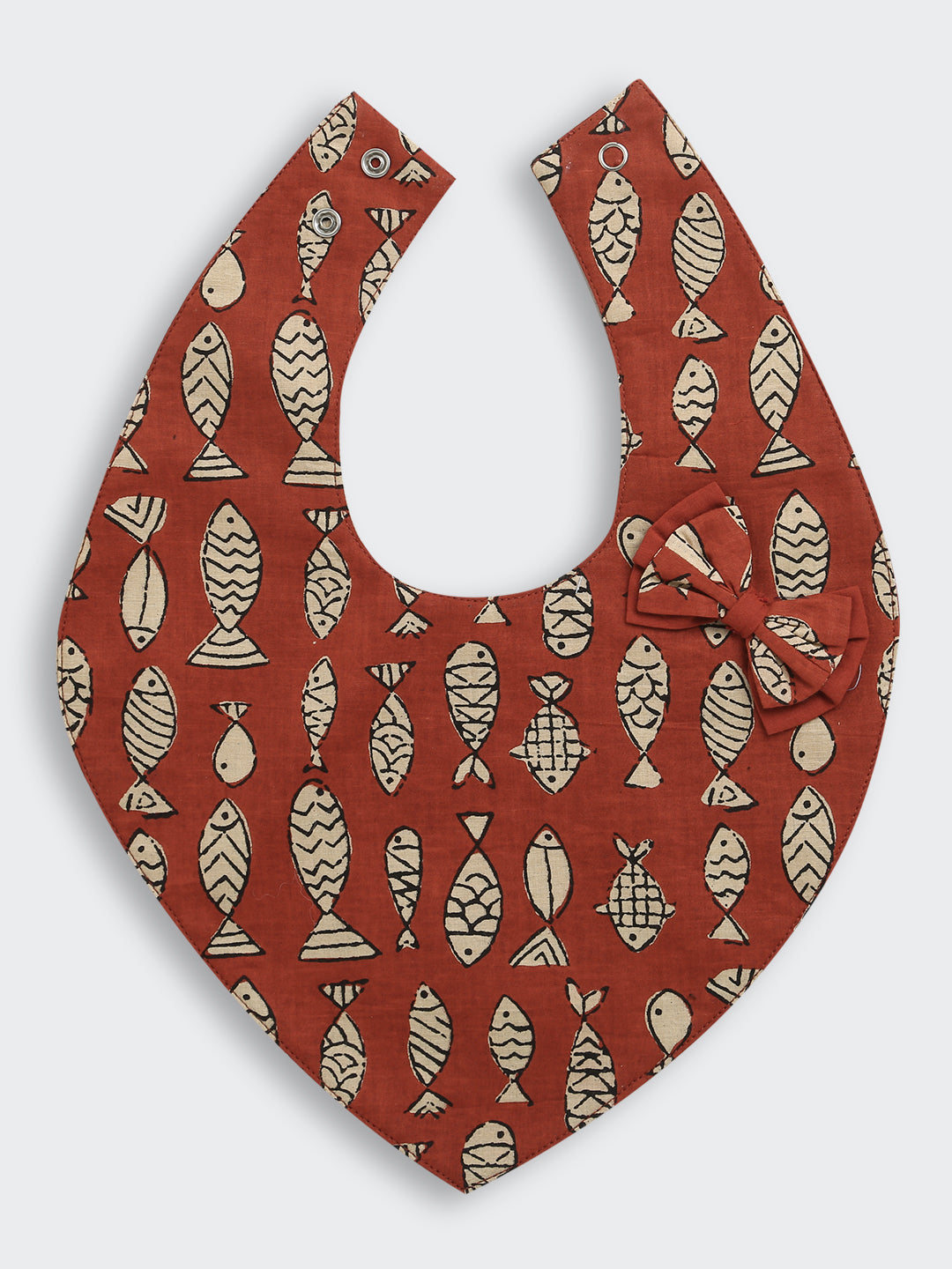 BownBee Pure Cotton Printed Combo of 2 Bibs For Infants - Blue & Maroon