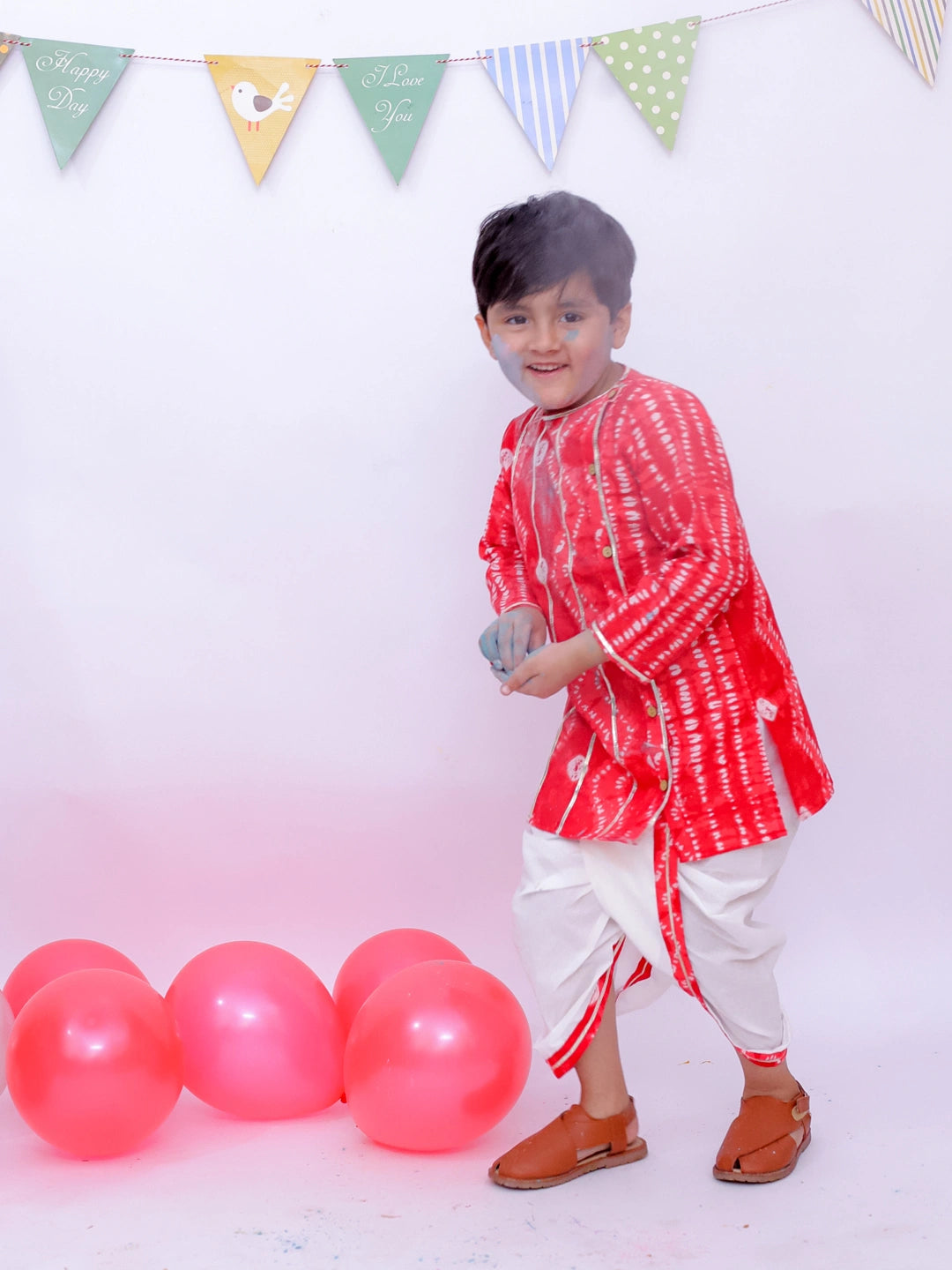 BownBee Ethnic Pure Cotton Tie & Dye  Dhoti Kurta Set For Boys
