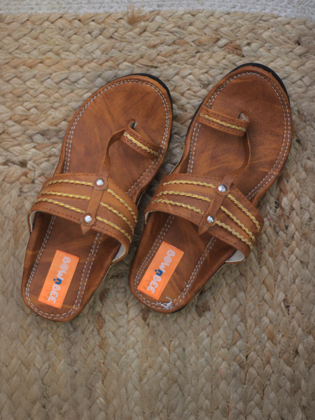 BownBee Kolhapuri Slippers For Boys - Beige