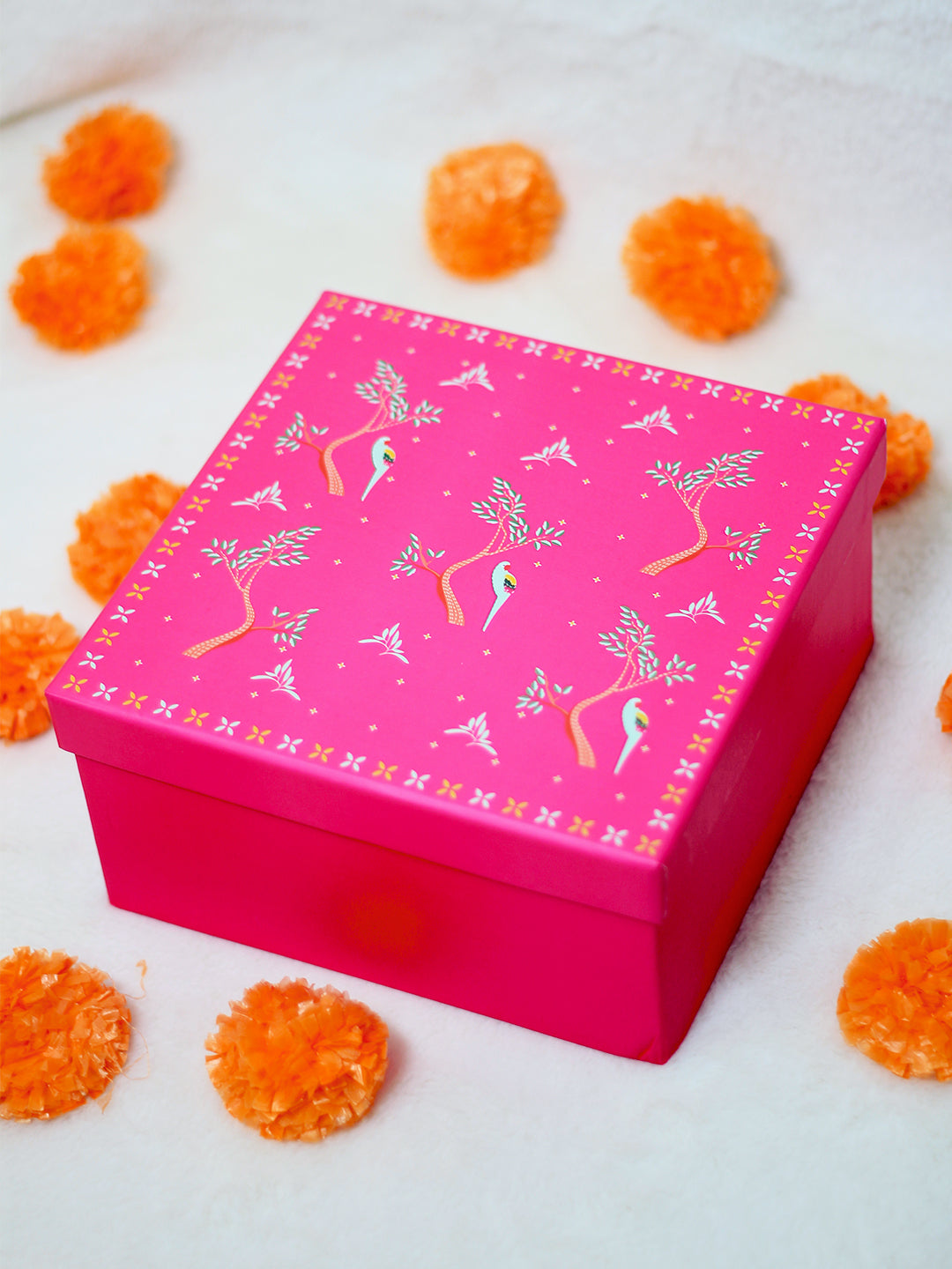 BownBee Festive Ethnic Printed Gift Box - Pink