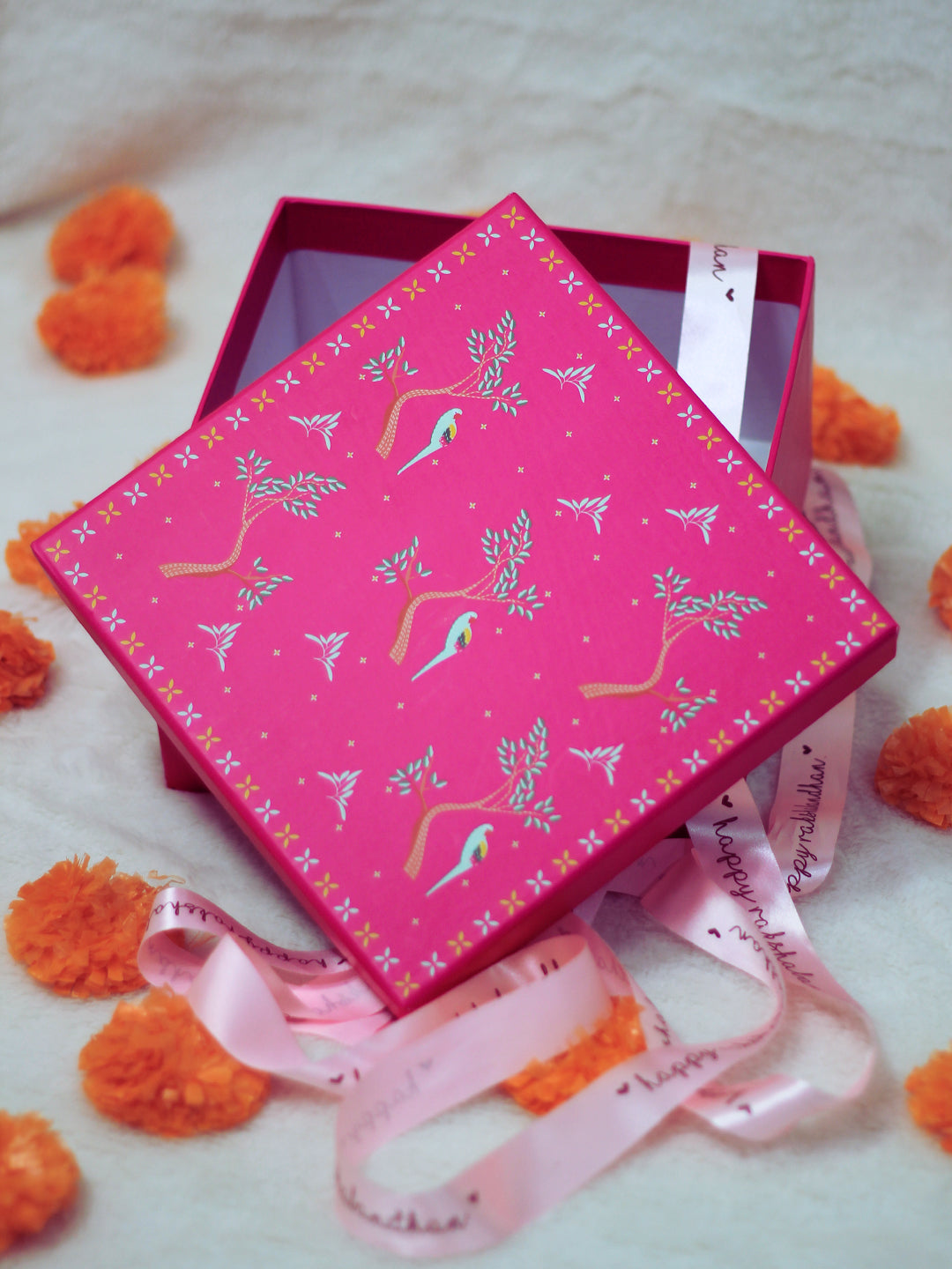 BownBee Festive Ethnic Printed Gift Box - Pink
