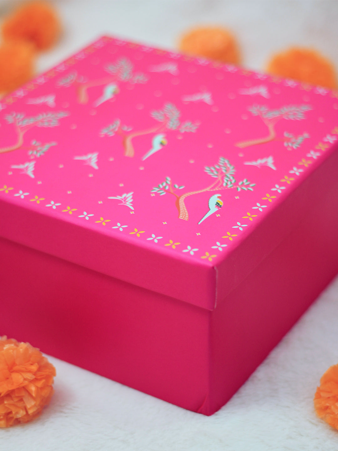 BownBee Festive Ethnic Printed Gift Box - Pink