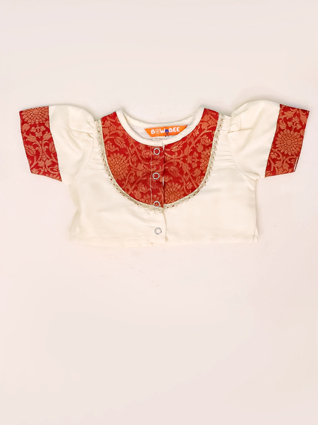 BownBee Festive Short Sleeves Lehenga Choli Set For Girls