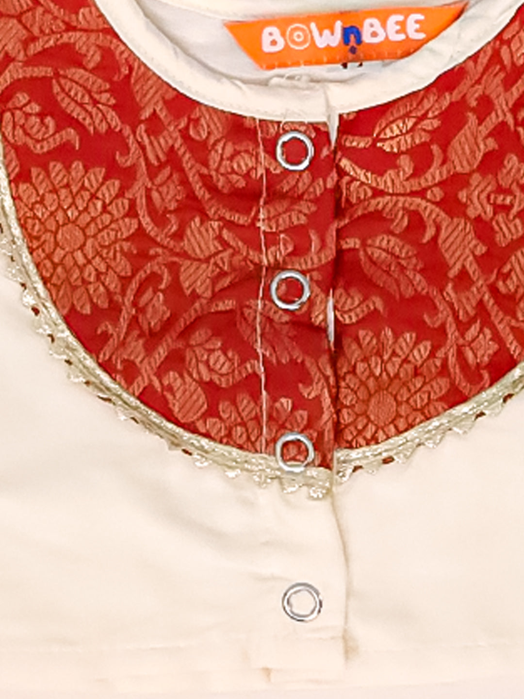 BownBee Festive Short Sleeves Lehenga Choli Set For Girls - Red