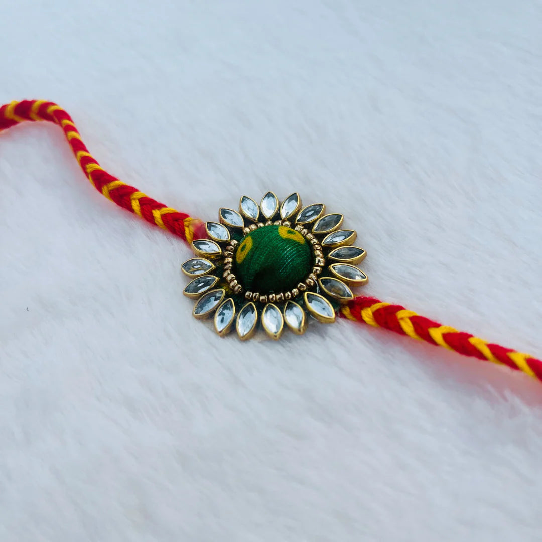 BownBee Kundan And Bandhni Rakhi