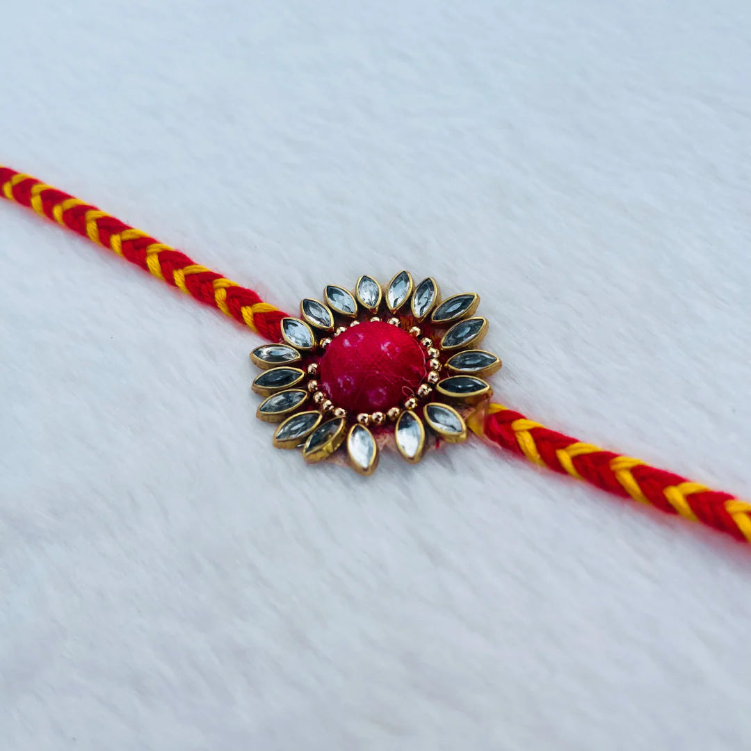 BownBee Kundan And Bandhni Rakhi