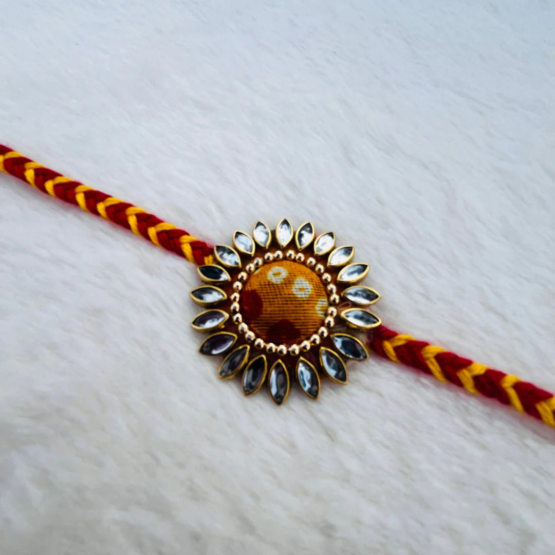 BownBee Kundan And Bandhni Rakhi