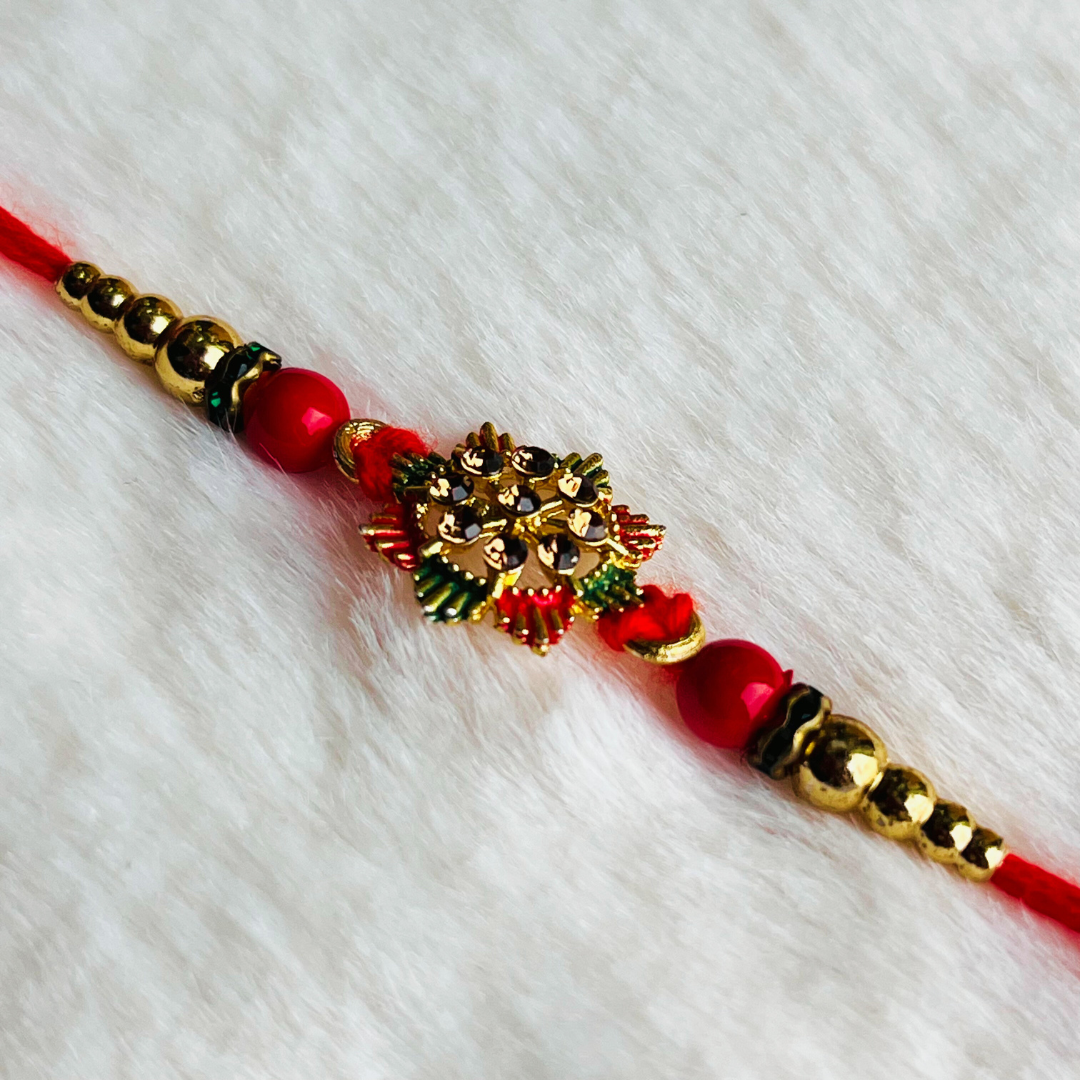 BownBee Pearl And Meenakari Rakhi - Blue