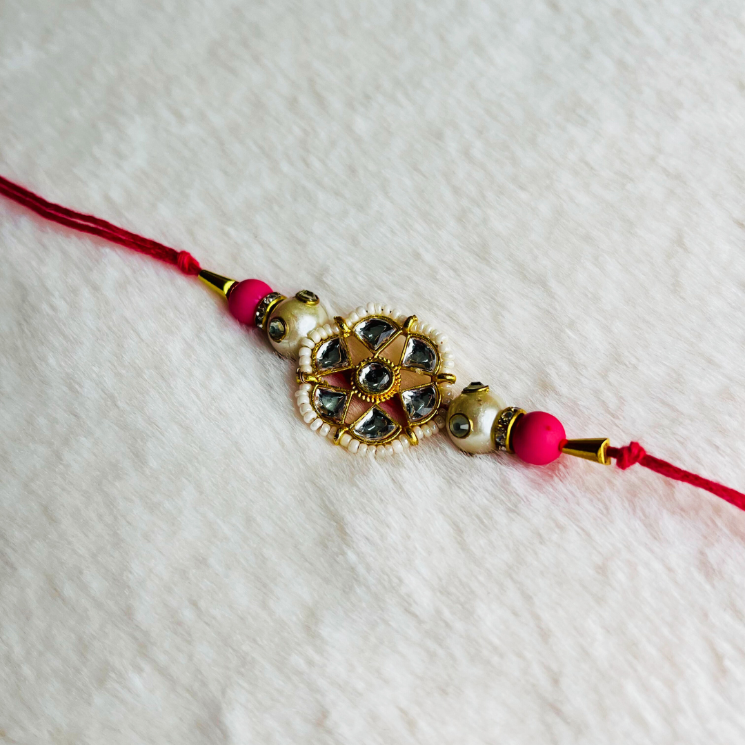 BownBee Kundan & Pearl Combo Of 2 Rakhi Set  - Green