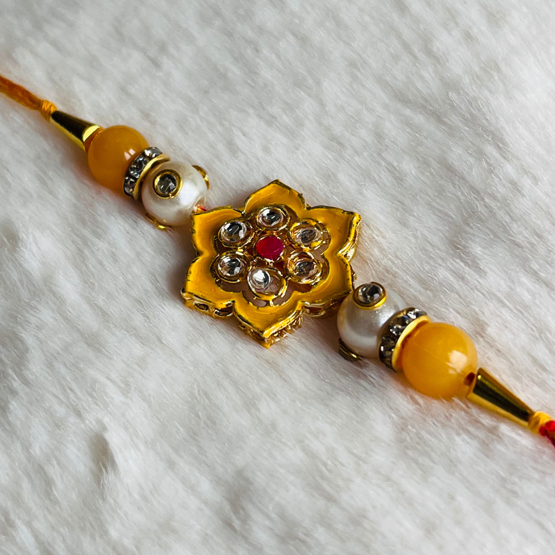 BownBee Pearl And Meenakari Rakhi - Maroon