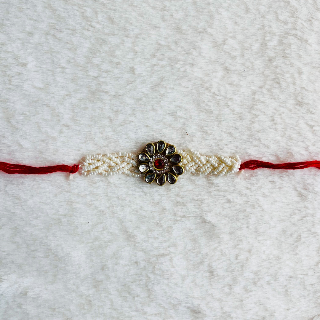 BownBee Pearl And Meenakari Rakhi - Maroon