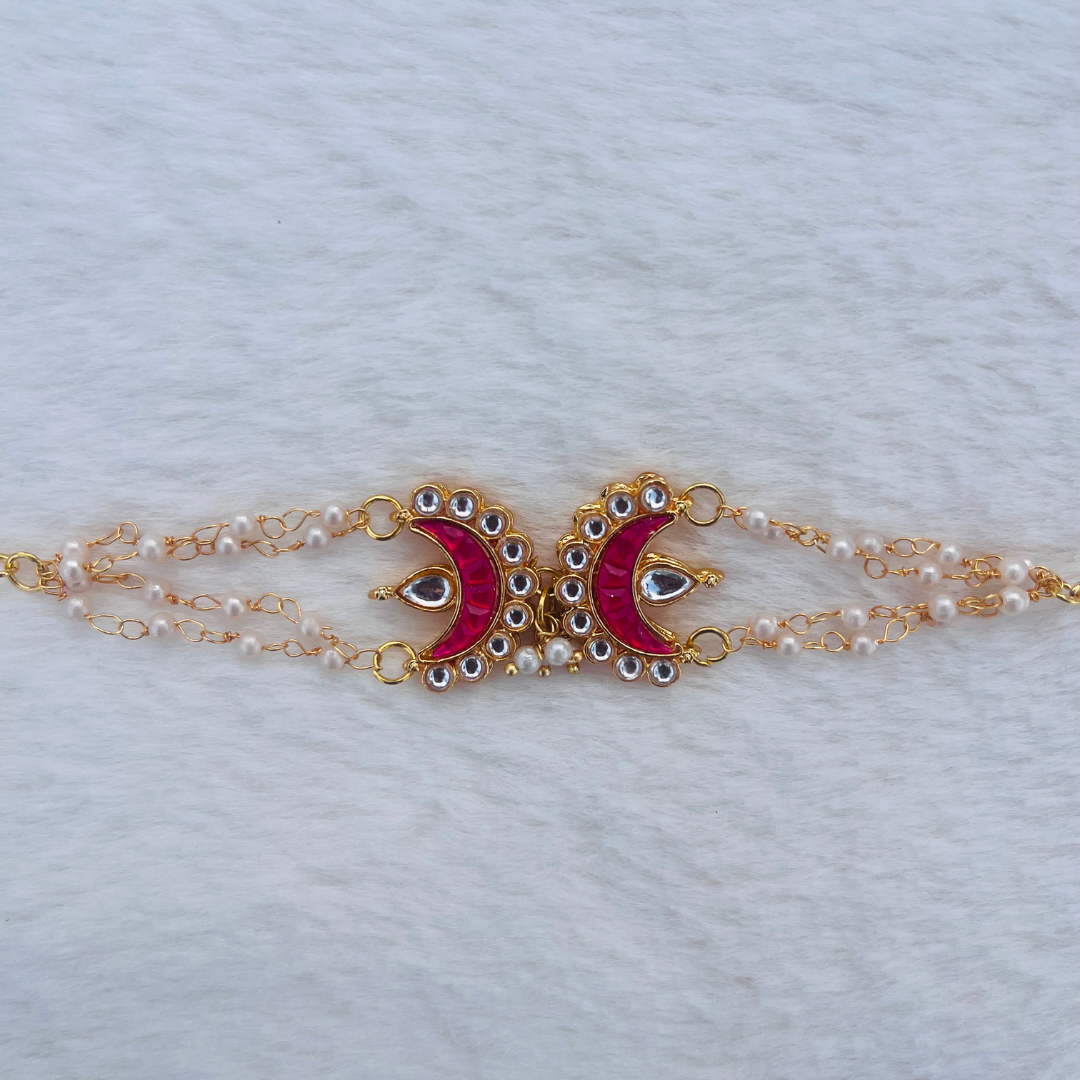 BownBee Meenakari And  Beaded Rakhi - White