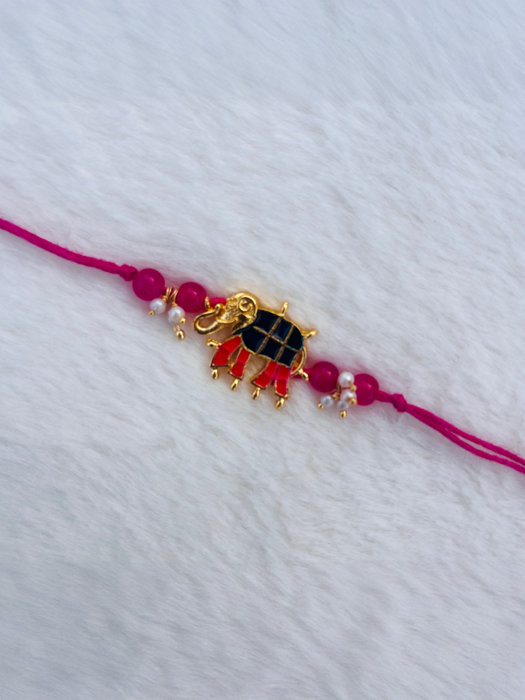 BownBee Meenakari And  Beaded Rakhi - White