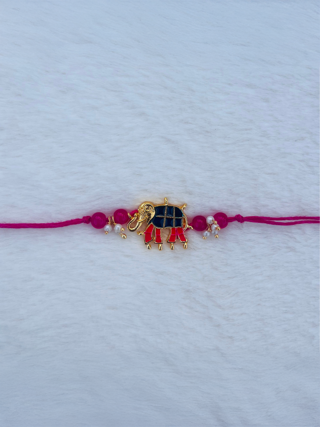 BownBee Meenakari And  Beaded Rakhi - White