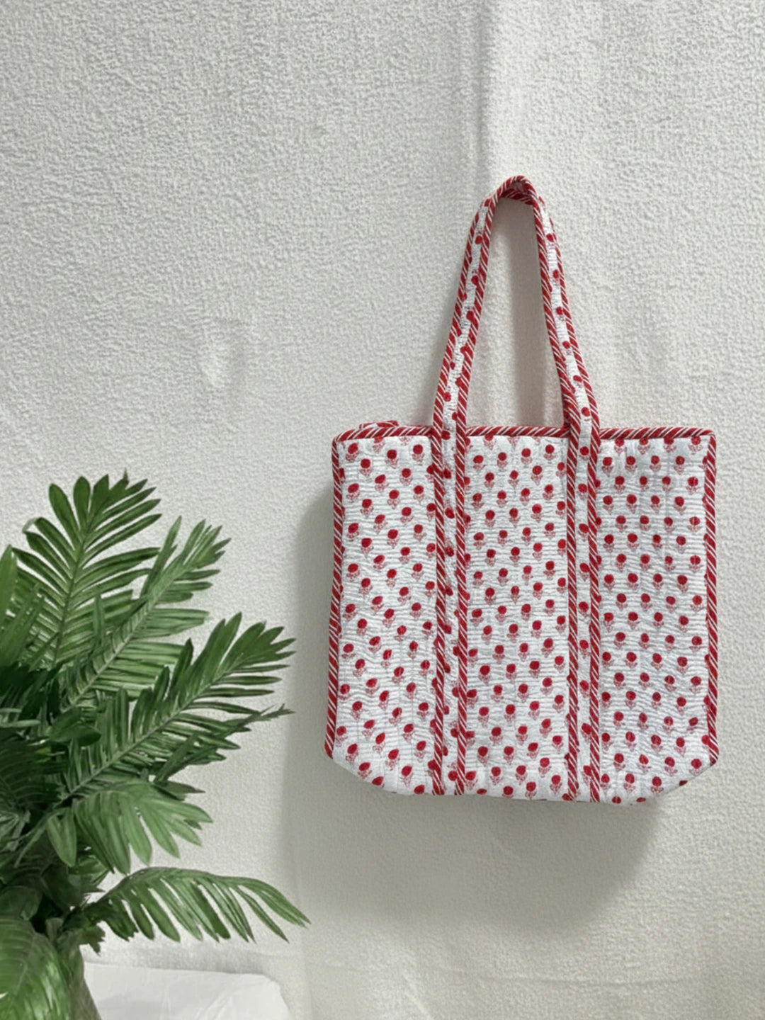 BownBee Pure Cotton Printed Quilted Tote For Women - Indigo