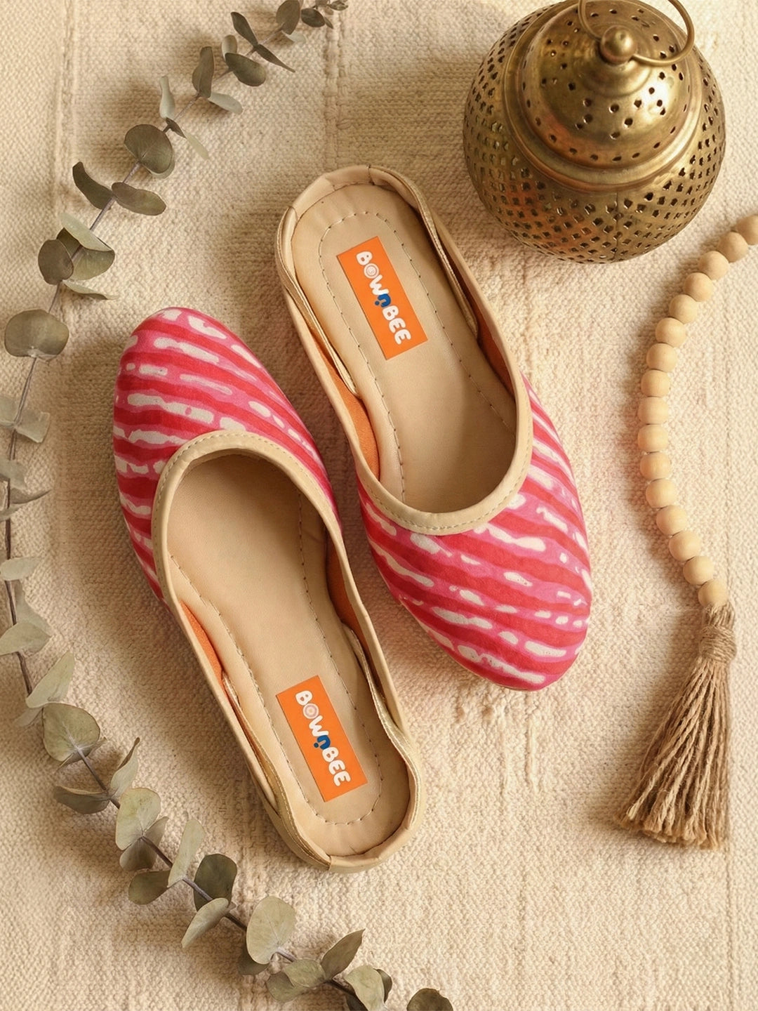 BownBee Lehriya Print Slippers For Girls - Yellow