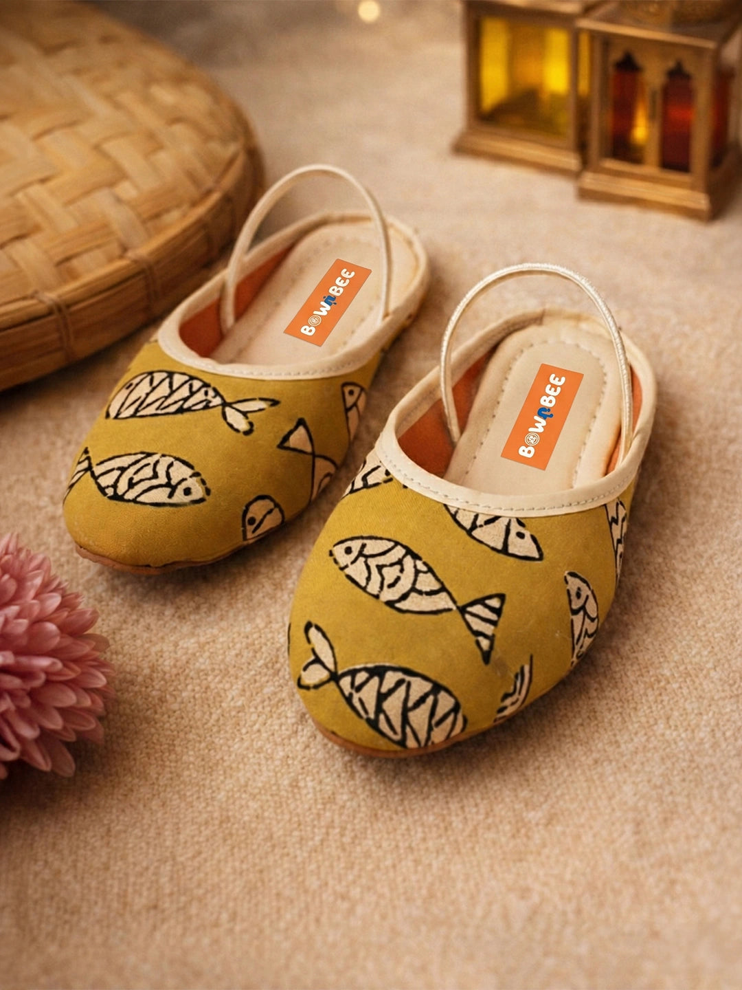 BownBee Fish Print Slippers For Girls - Blue