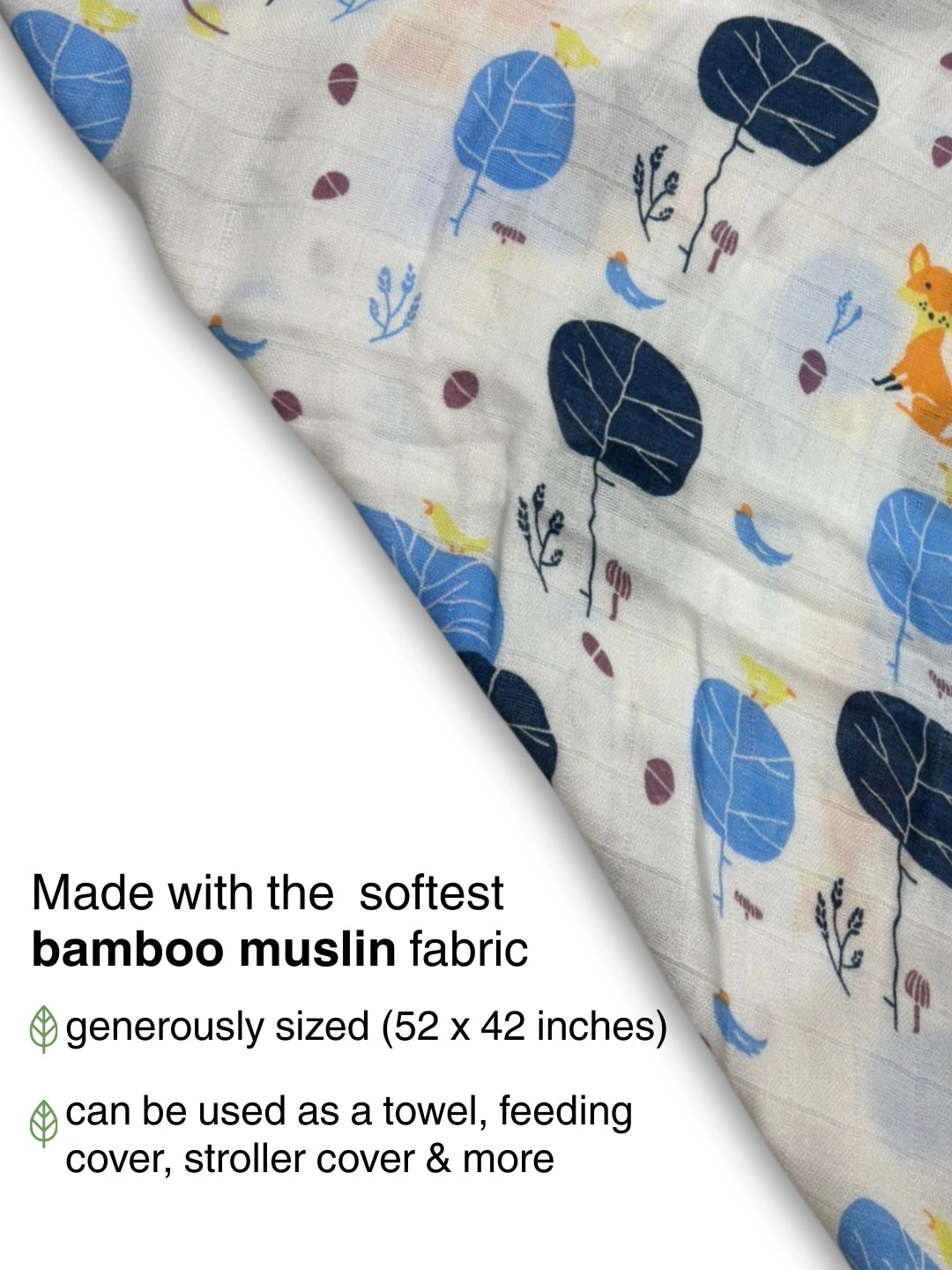 BownBee Bamboo Muslin Swaddle Pack of 1  -White