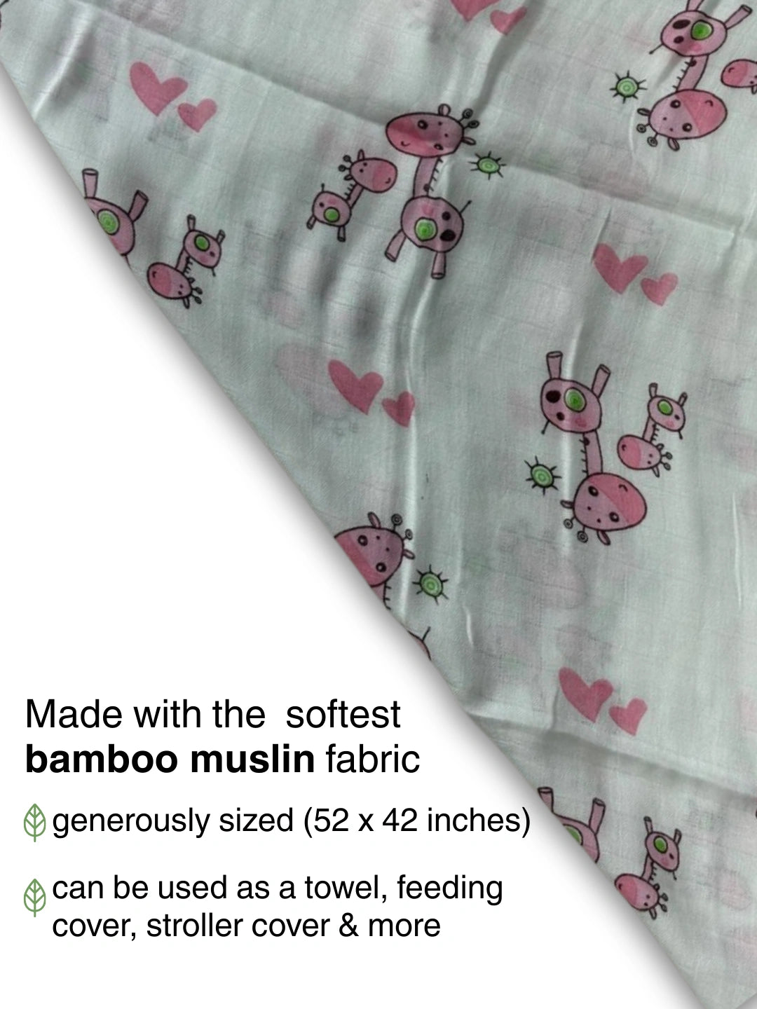 BownBee Bamboo Muslin Swaddle Pack of 1  -White