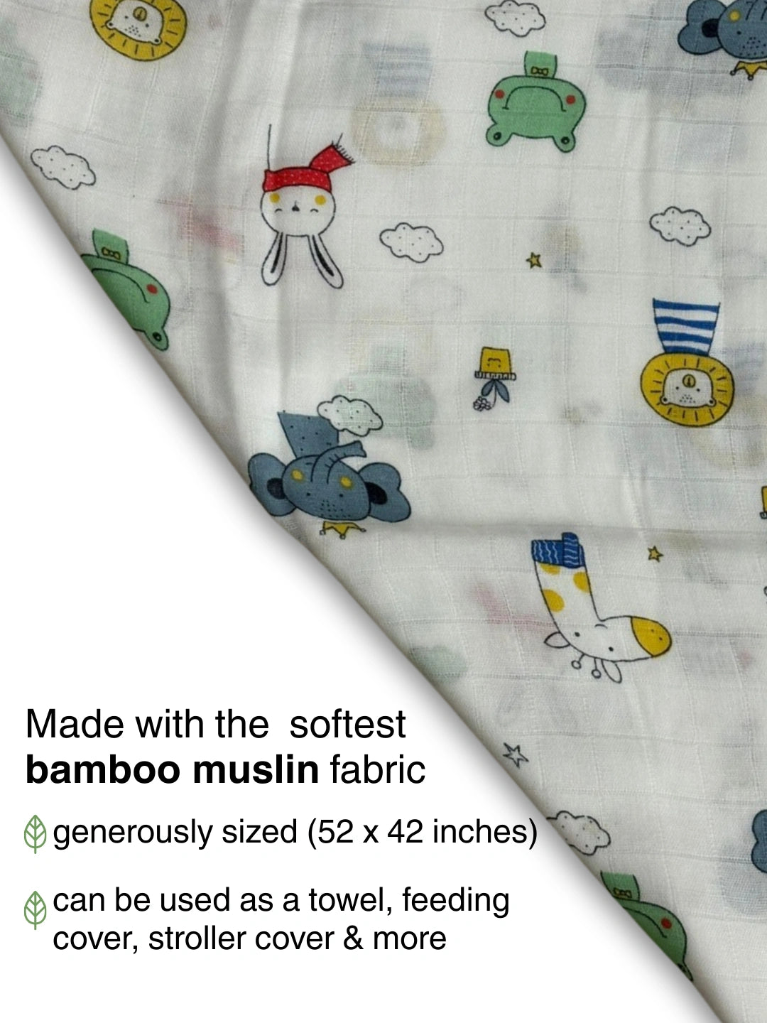 BownBee Bamboo Muslin Swaddle Pack of 1  -White