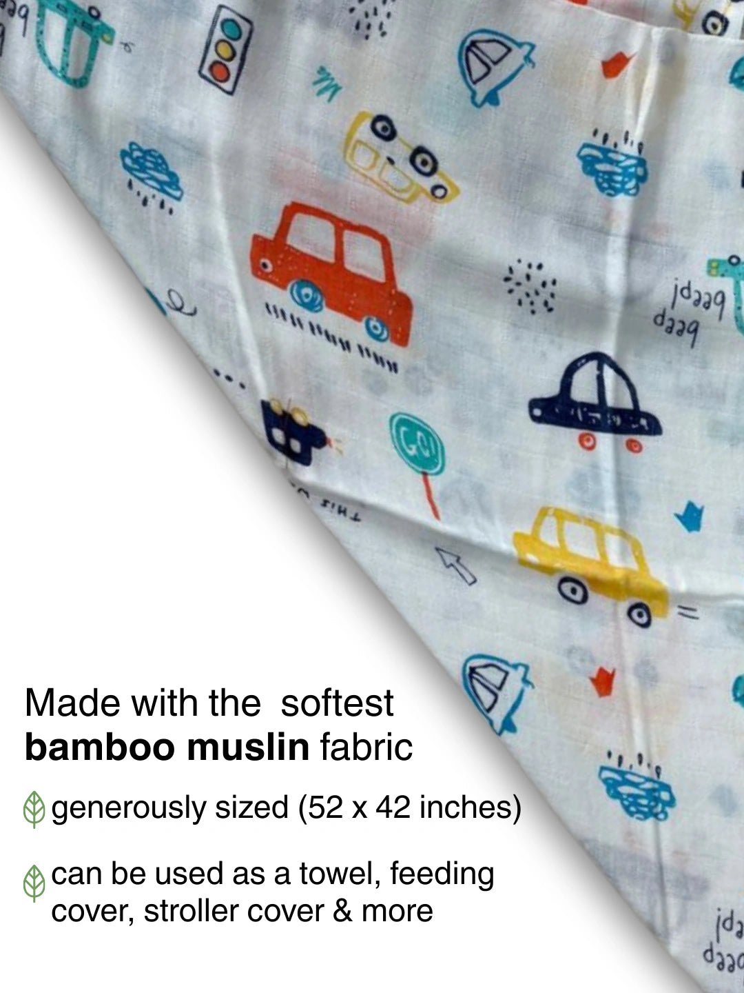 BownBee Bamboo Muslin Swaddle Pack of 1  -White