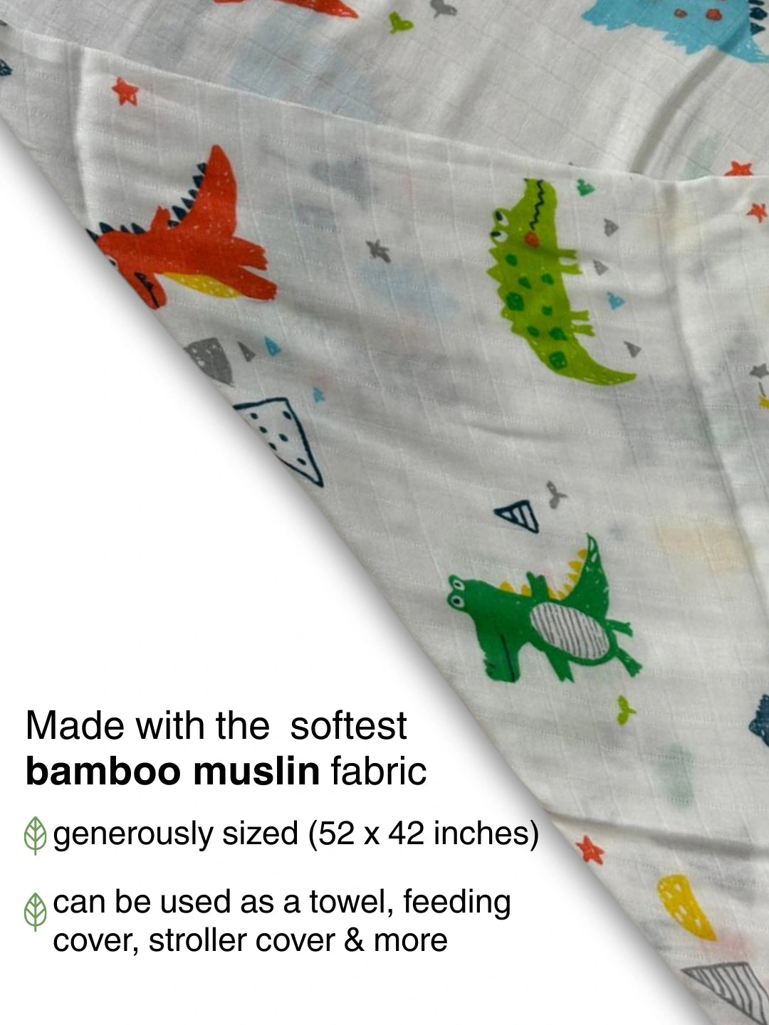 BownBee Bamboo Muslin Swaddle Pack of 1  -White