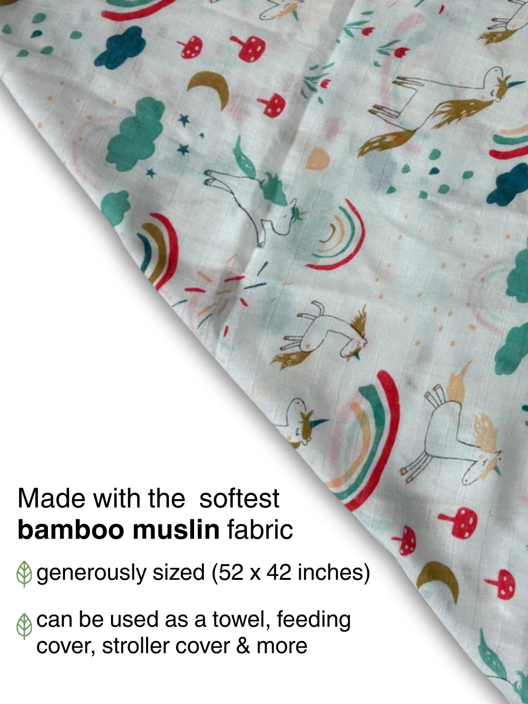 BownBee Bamboo Muslin Swaddle Pack of 1  -White