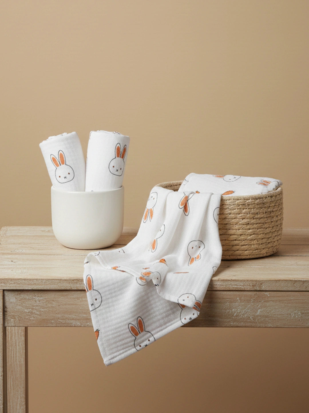 BownBee Organic Cotton Printed Swaddle Pack of 1  - White