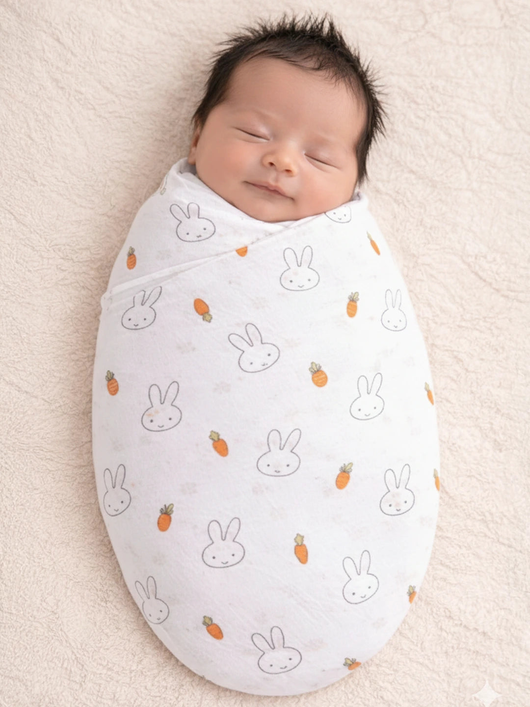 BownBee Organic Cotton Printed Swaddle Pack of 1  - White