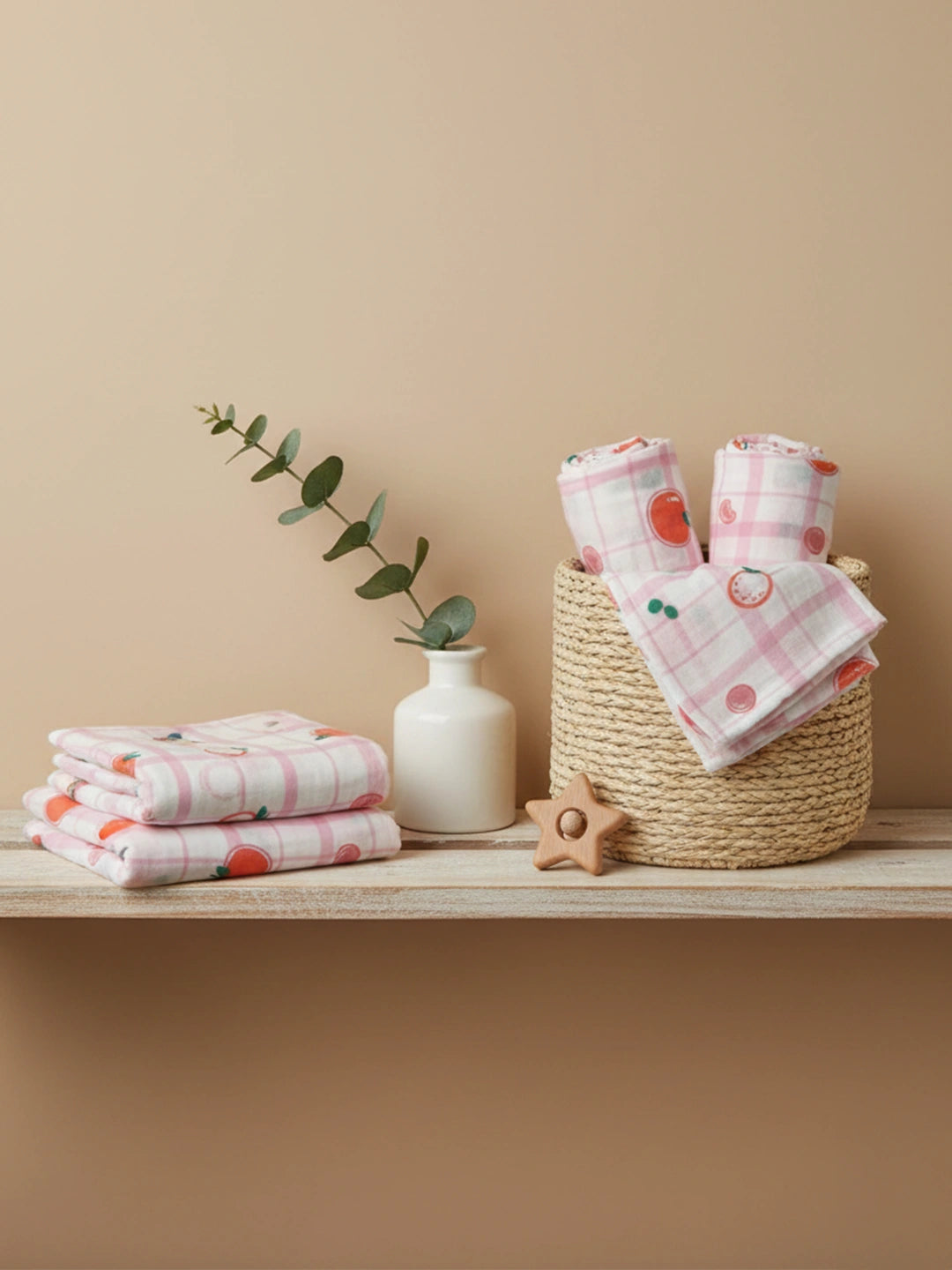 BownBee Organic Cotton Printed Swaddle Pack of 1  -White