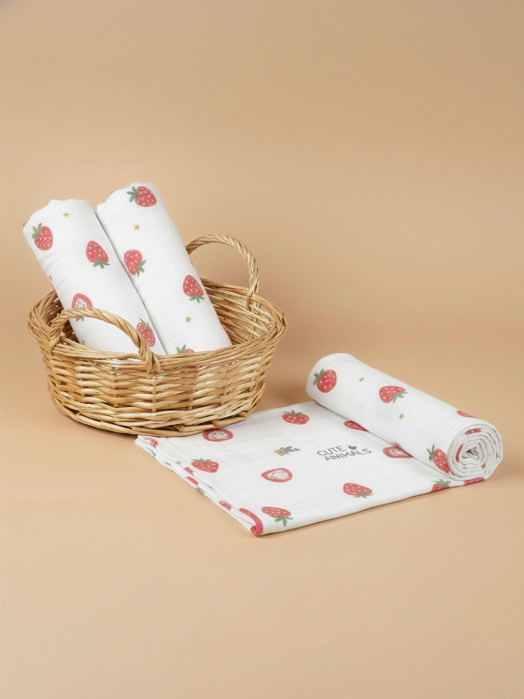 BownBee Organic Cotton Printed Swaddle Pack of 1  -White