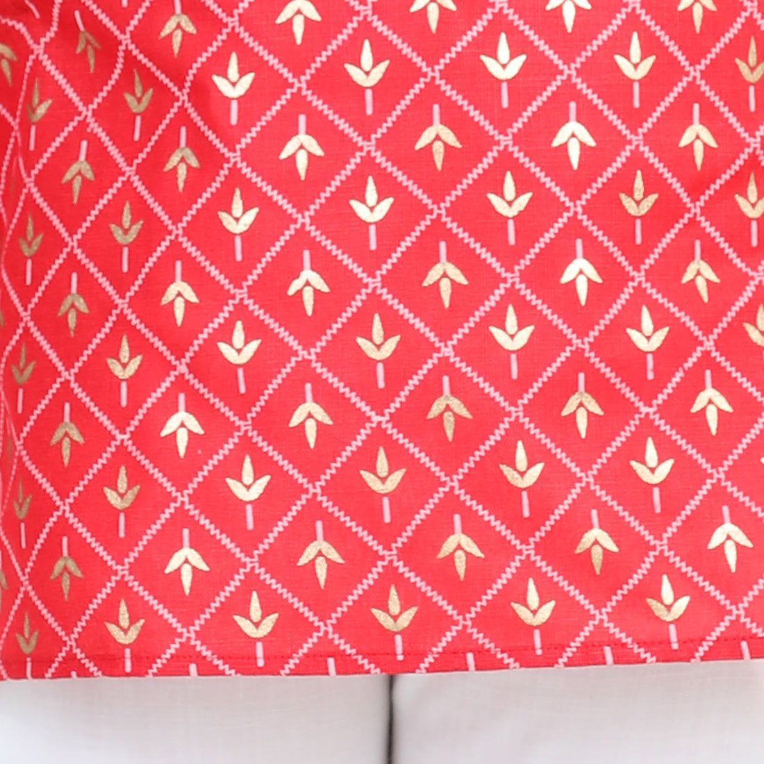 BownBee Full Sleeves Foil Motif Print Kurta With Pyjama Sets Maroon