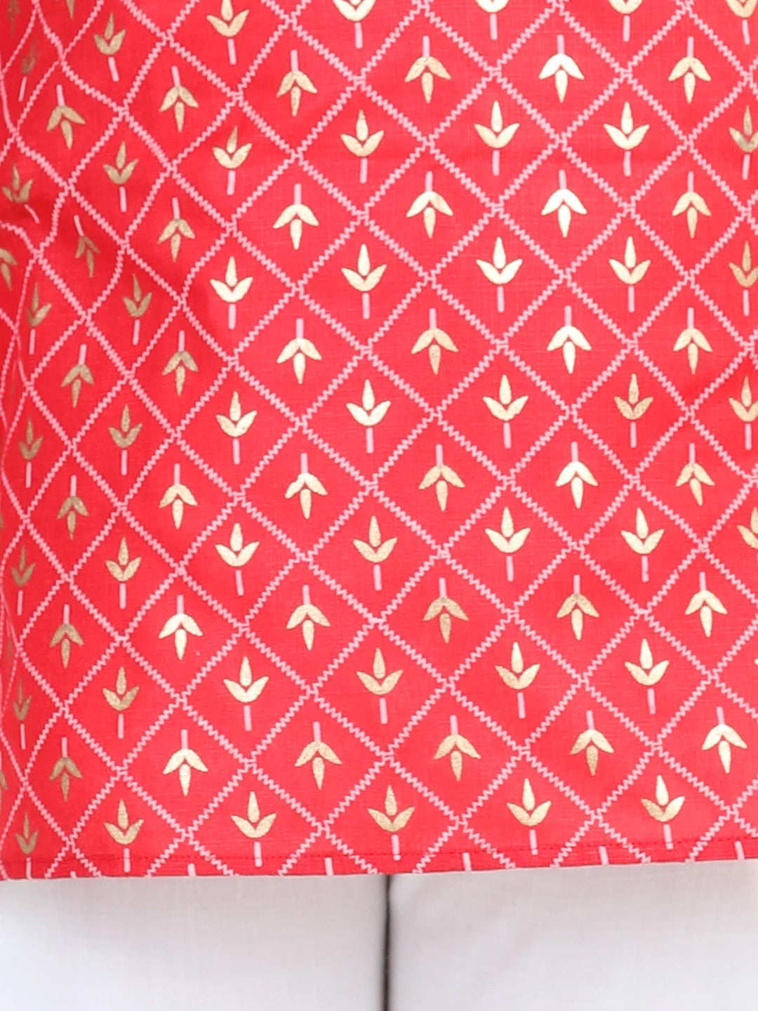 BownBee Full Sleeves Foil Motif Print Kurta With Pyjama Sets Maroon