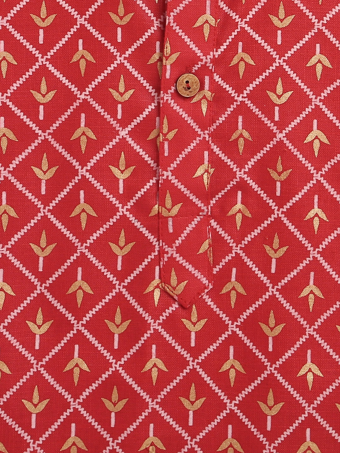 BownBee Foil Print Full Sleeve Cotton Kurta Pajama For Boys
