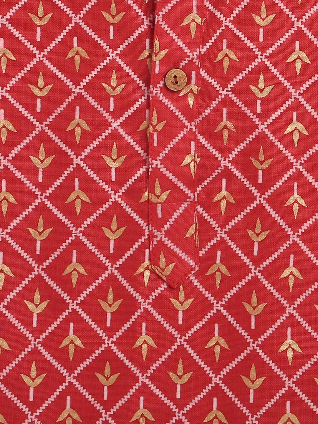 BownBee Foil Print Full Sleeve Cotton Kurta Pajama For Boys