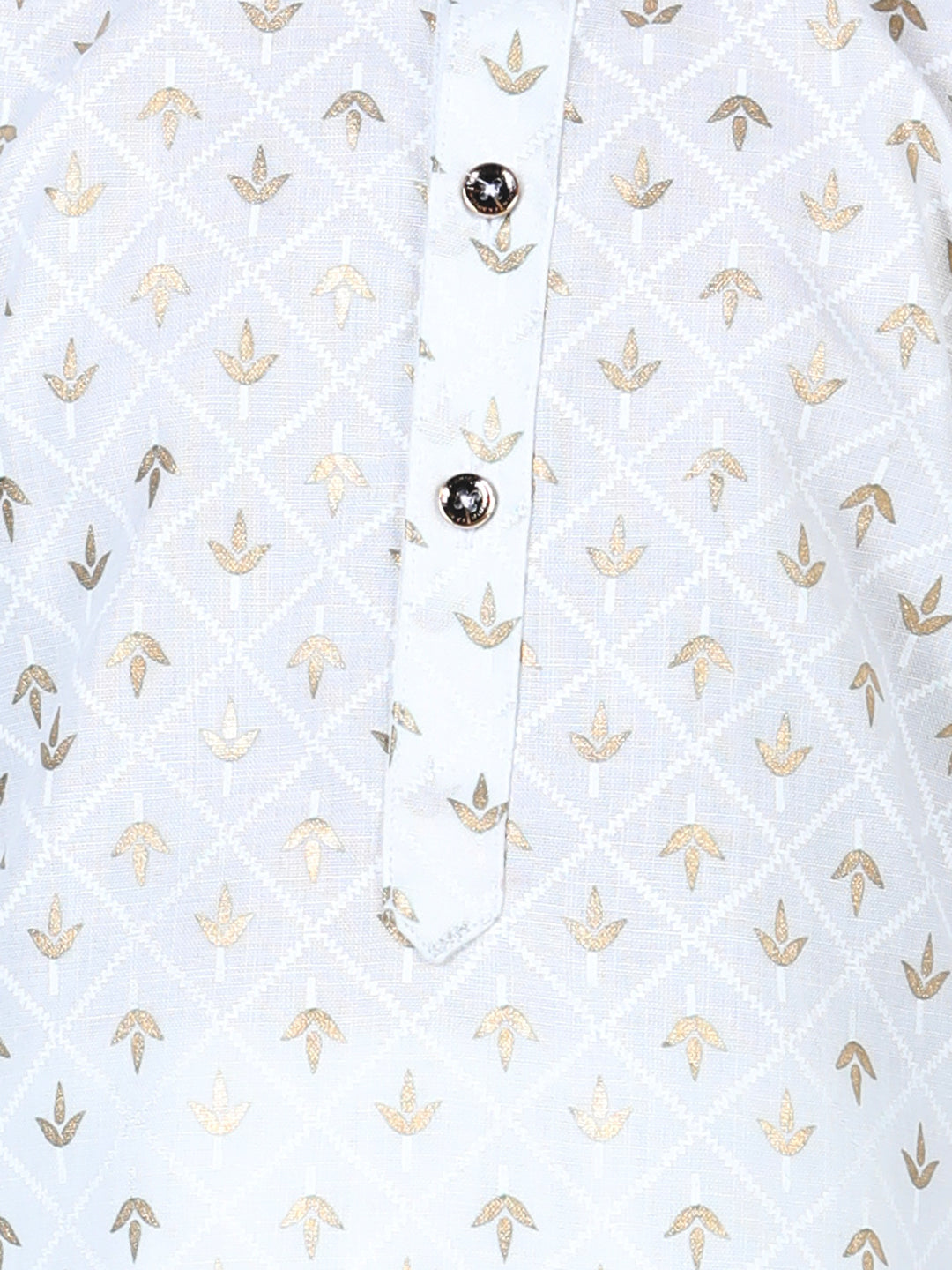 BownBee Full Sleeves Foil Motif Print Kurta With Pyjama Sets - White