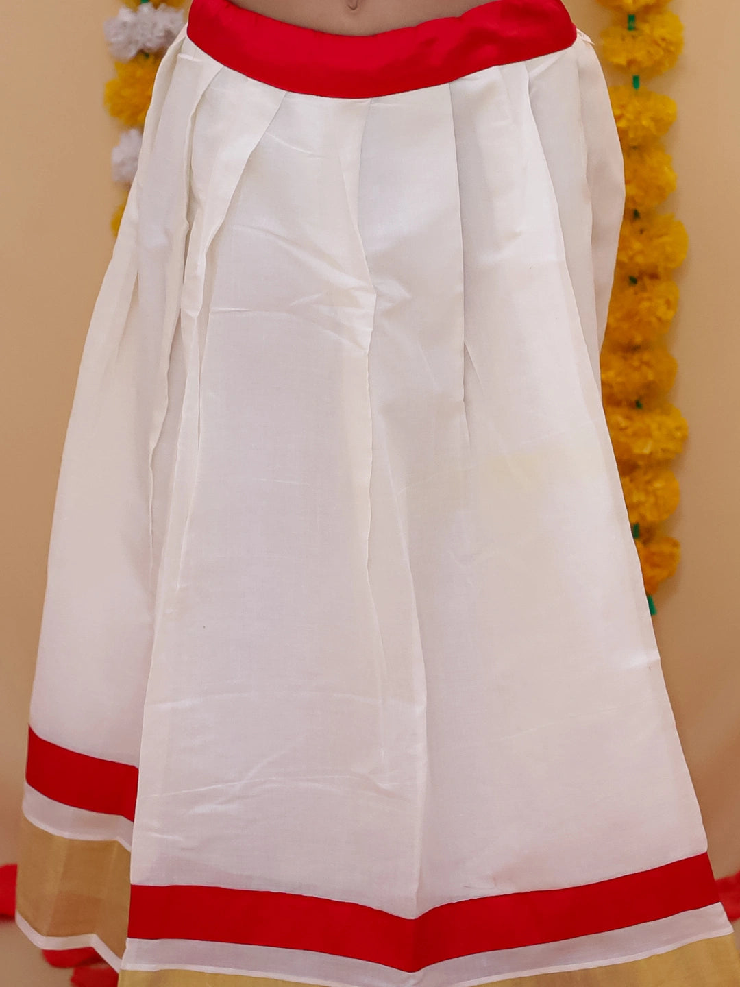 BownBee Half Sleeve South Indian Pavda Pattu Lehenga For Girls