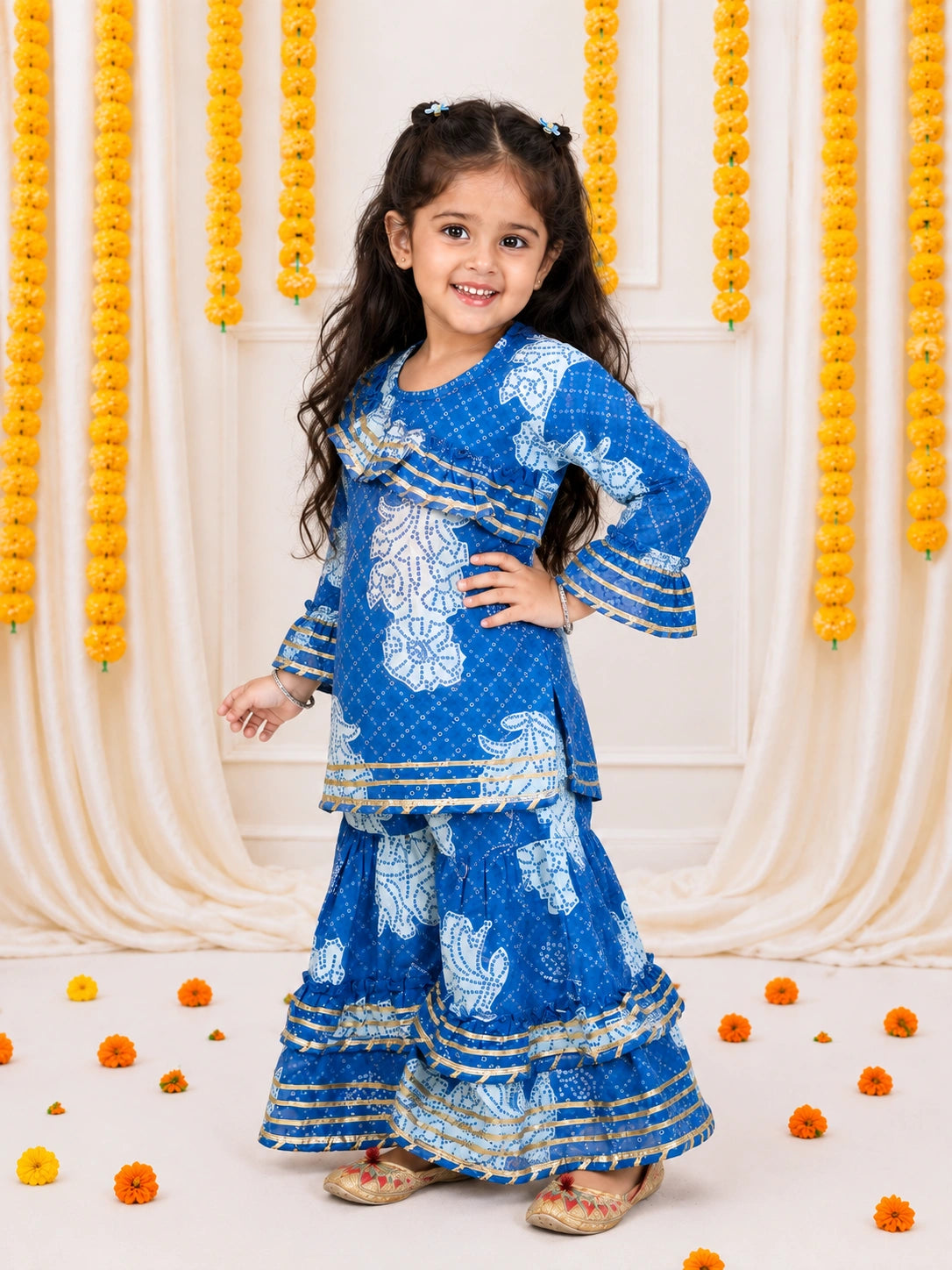 Bownbee Cotton Kurti with Sharara Set for Girls