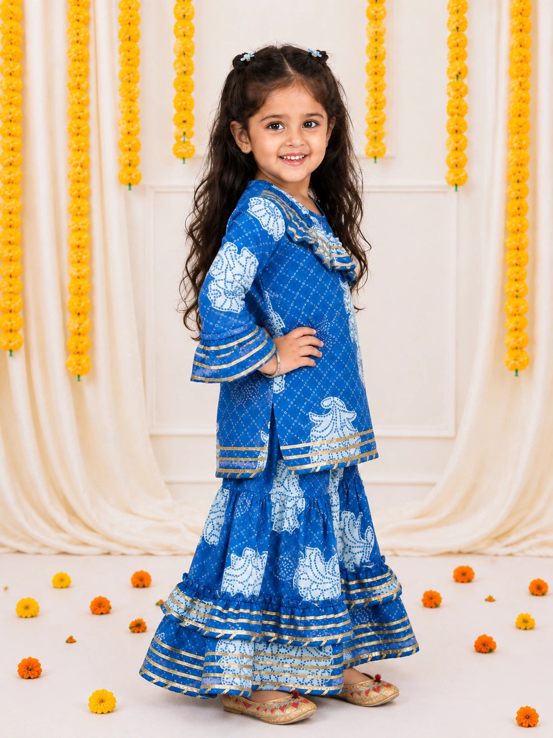 Bownbee Cotton Kurti with Sharara Set for Girls