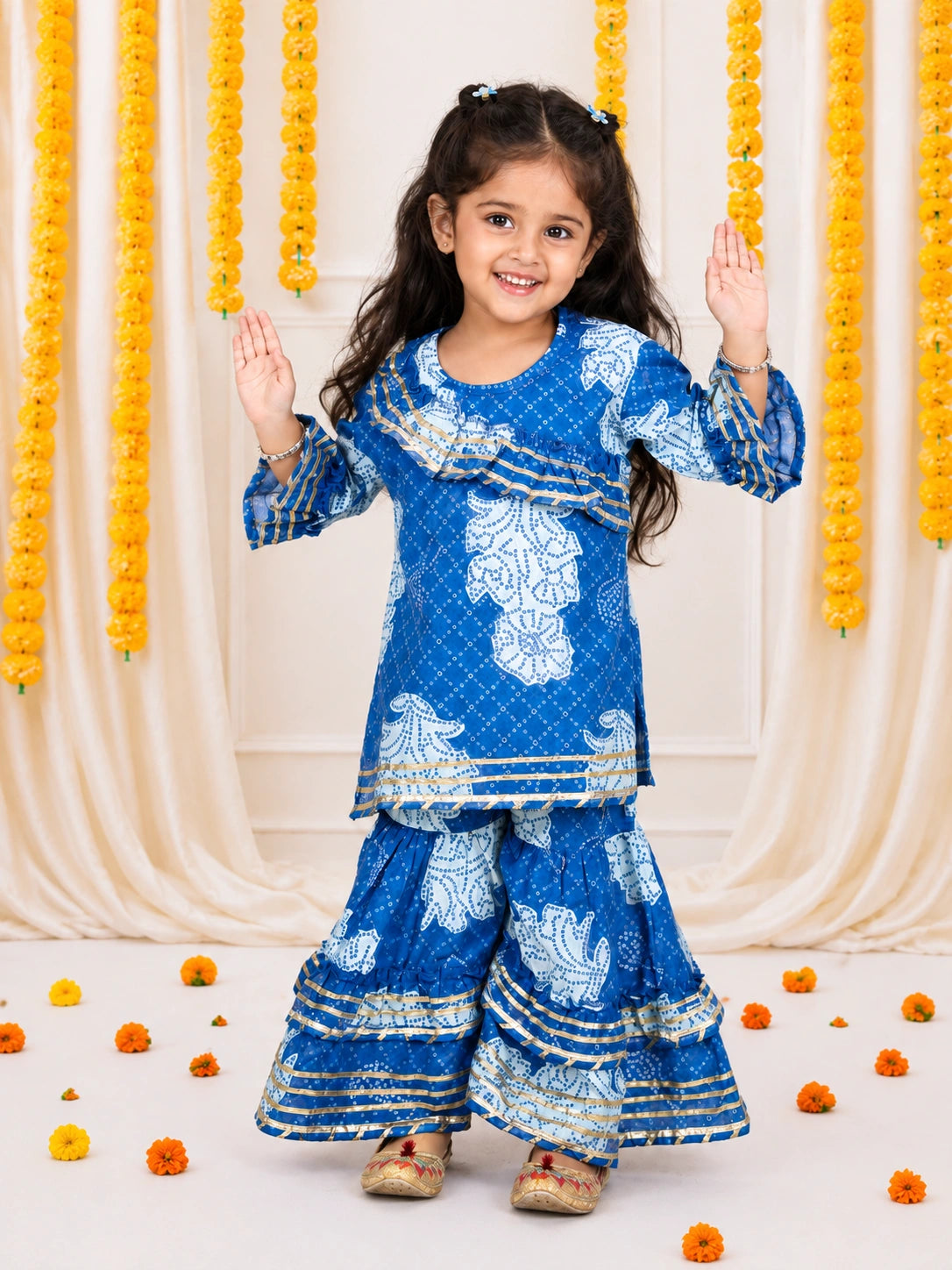 Bownbee Cotton Kurti with Sharara Set for Girls