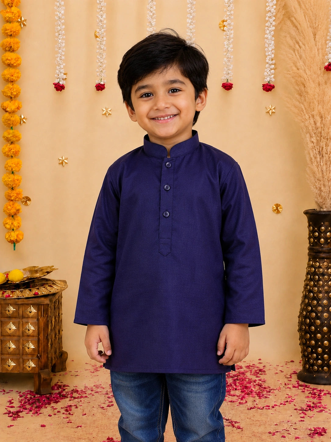 Bownbee Cotton Full Sleeve Short Kurta for Boys