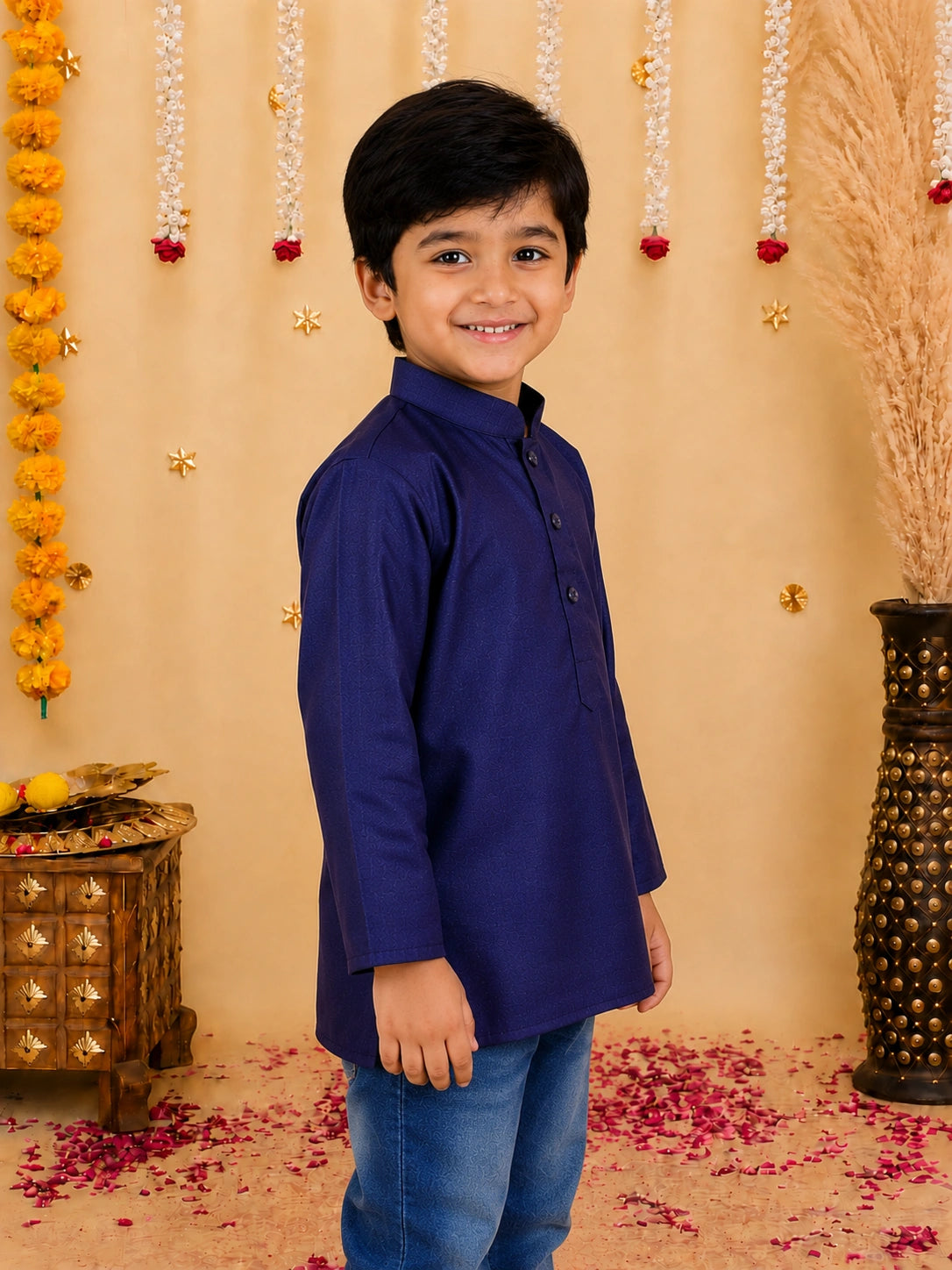 Bownbee Cotton Full Sleeve Short Kurta for Boys