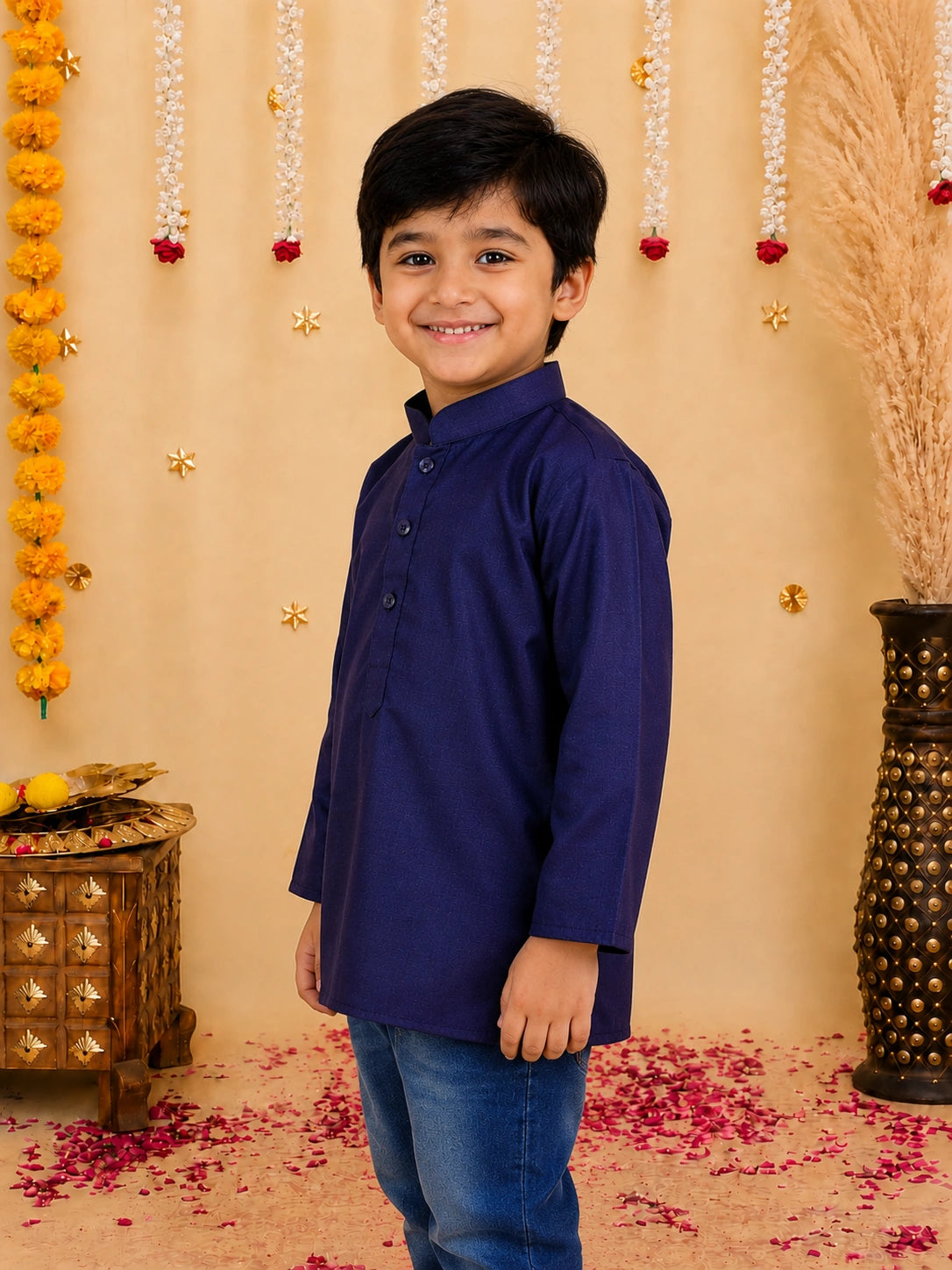 Bownbee Cotton Full Sleeve Short Kurta for Boys